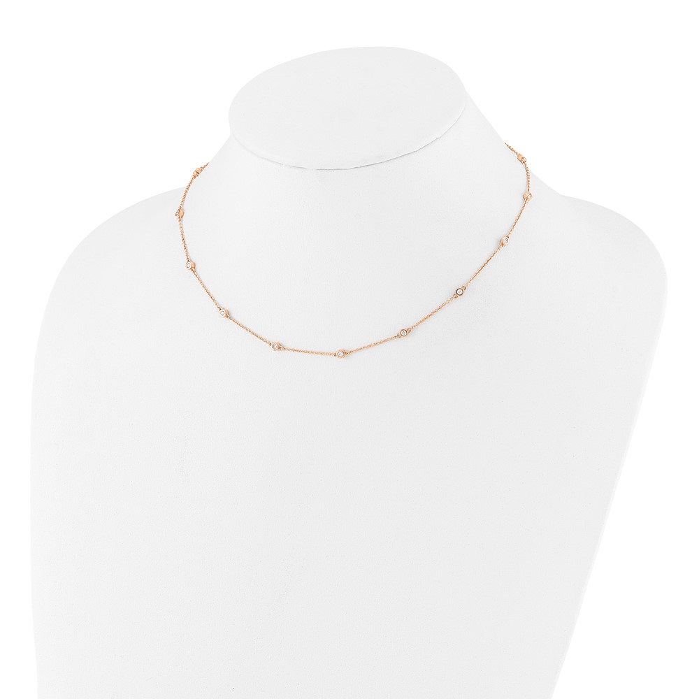True Origin 14k Rose Gold 3/8 carat Lab Grown Diamond VS+ F+ Sixteen Station 16 inch Necklace (PM1007-036-RLD-16)