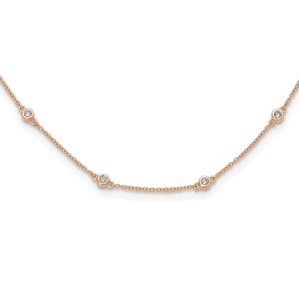 True Origin 14K Rose Gold 0.38 Carat Lab Grown Diamond VS+ F+ Complete 16 Station Necklace, 16"