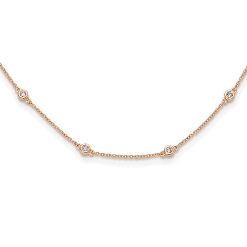 True Origin 14K Rose Gold 0.38 Carat Lab Grown Diamond VS+ F+ Complete 16 Station Necklace, 16"