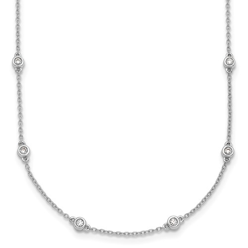 True Origin 14K White Gold 0.38 Carat Lab Grown Diamond VS+ F+ Complete 16 Station Necklace, 16"