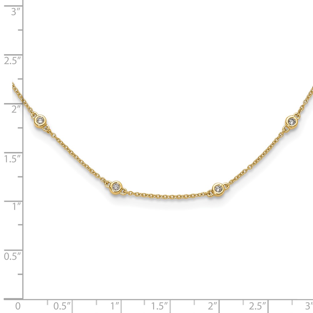 14k Complete 1/3 carat Bezel-set Diamond and Cable Chain 16-Station 16 inch Necklace (PM1007-036-YA-16)