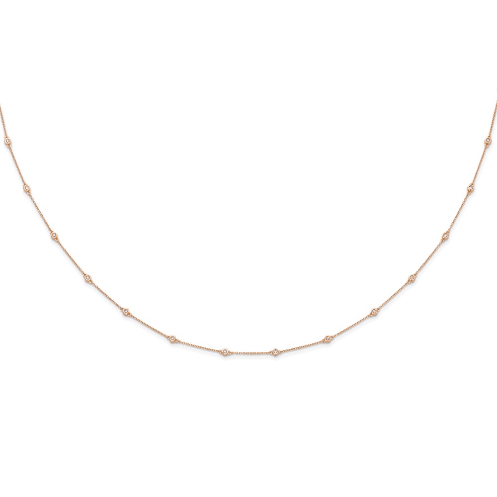 True Origin 14k Rose Gold 1/2 carat Lab Grown Diamond VS+ F+ Eighteen Station 18 inch Necklace (PM1007-042-RLD-18)