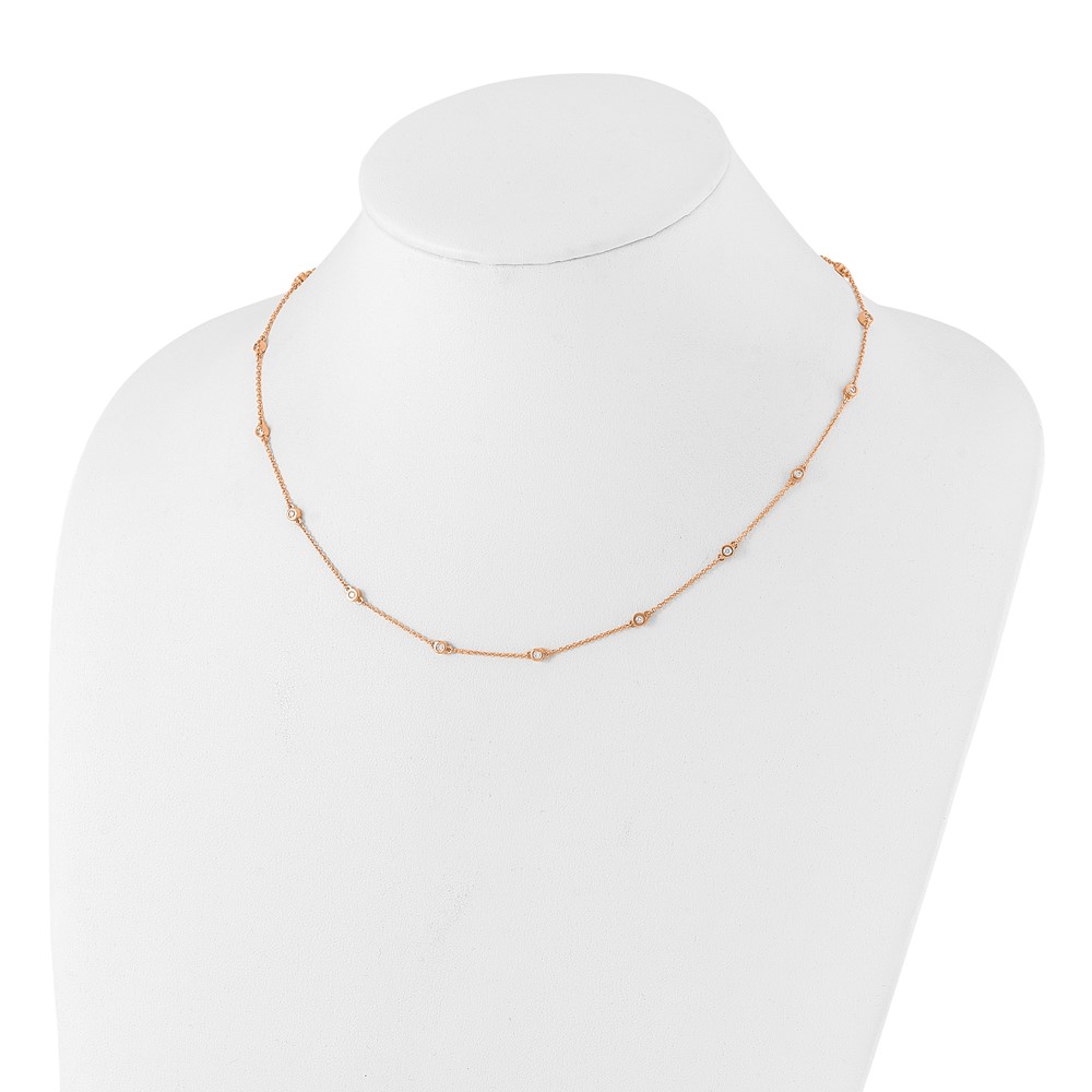 True Origin 14k Rose Gold 1/2 carat Lab Grown Diamond VS+ F+ Eighteen Station 18 inch Necklace (PM1007-042-RLD-18)
