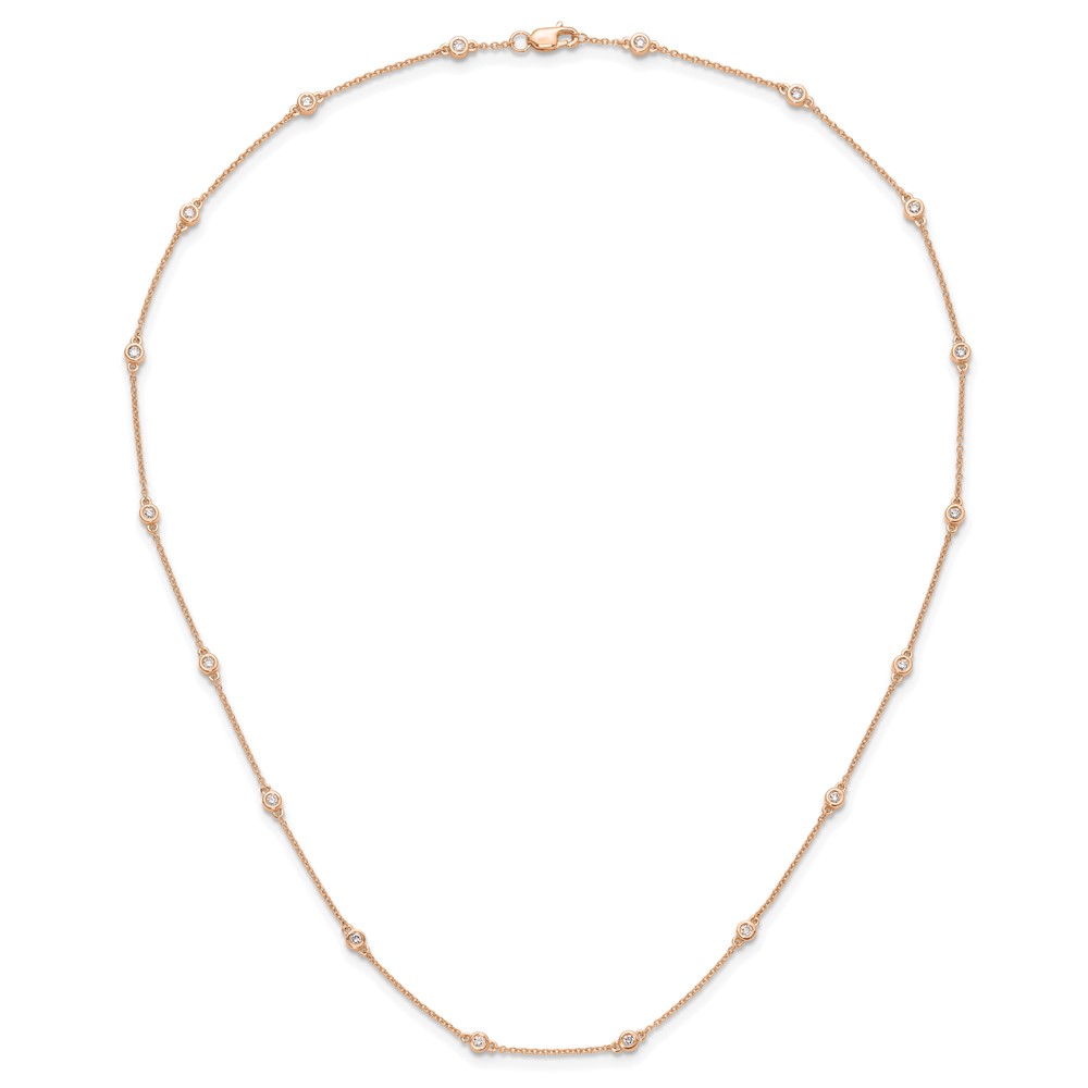 True Origin 14k Rose Gold 1/2 carat Lab Grown Diamond VS+ F+ Eighteen Station 18 inch Necklace (PM1007-042-RLD-18)