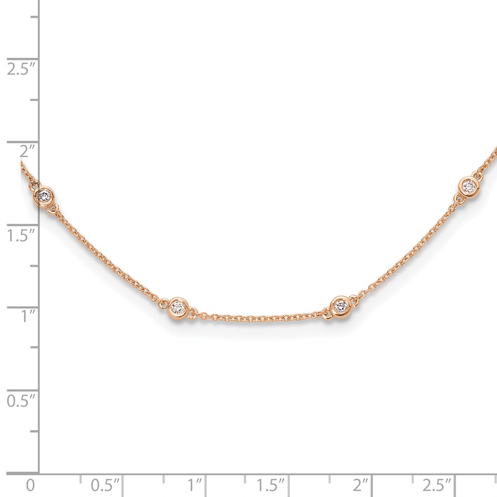 True Origin 14k Rose Gold 1/2 carat Lab Grown Diamond VS+ F+ Eighteen Station 18 inch Necklace (PM1007-042-RLD-18)