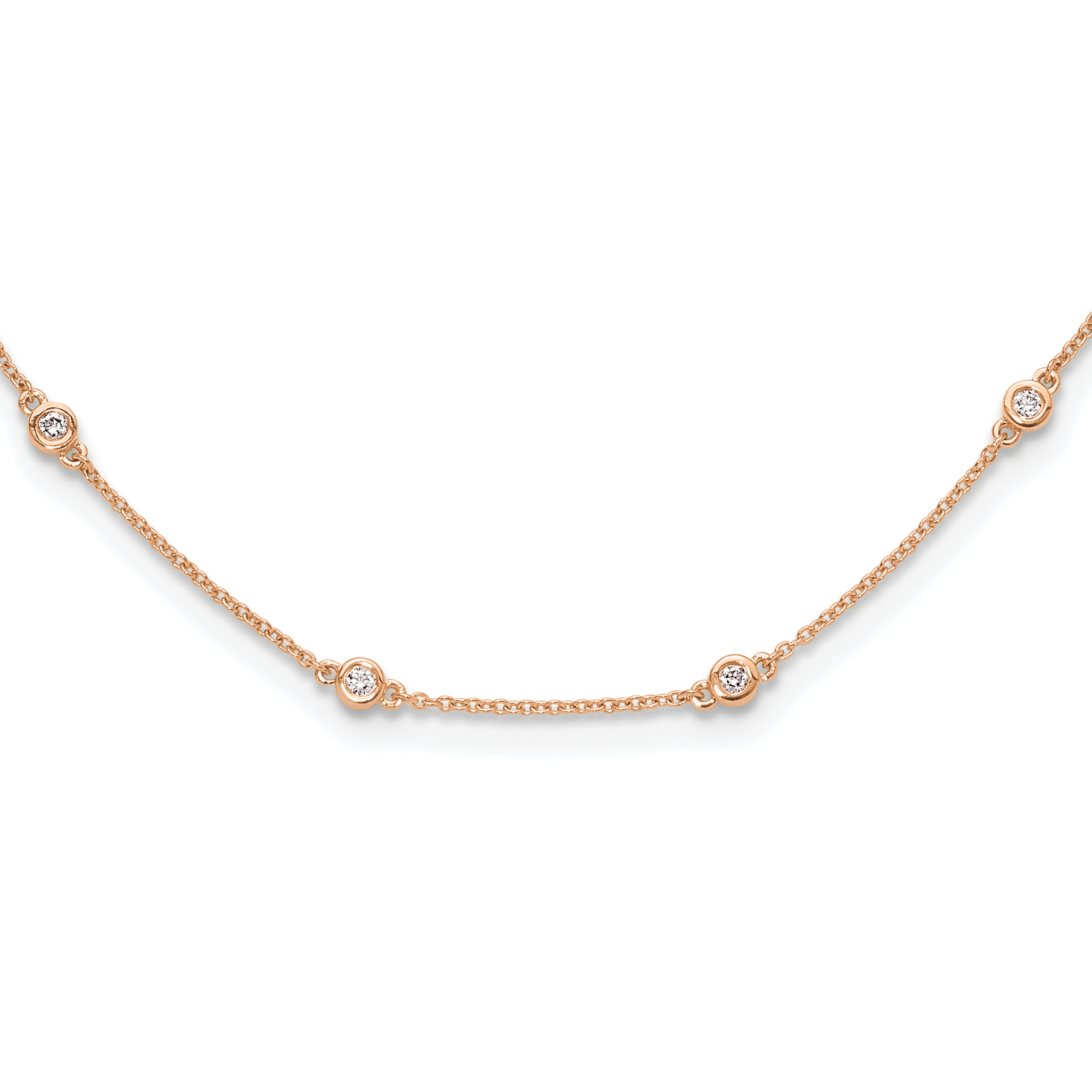 True Origin 14k Rose Gold 1/2 carat Lab Grown Diamond VS+ F+ Eighteen Station 18 inch Necklace (PM1007-042-RLD-18)