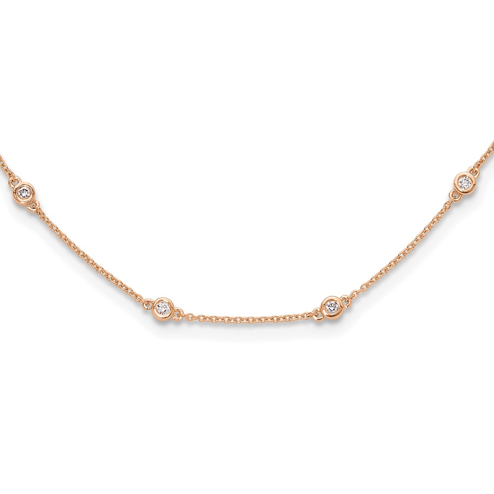 True Origin 14K Rose Gold 0.50 Carat Lab Grown Diamond VS+ F+ Complete 18 Station Necklace, 18"