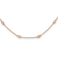 True Origin 14K Rose Gold 0.50 Carat Lab Grown Diamond VS+ F+ Complete 18 Station Necklace, 18" view 1