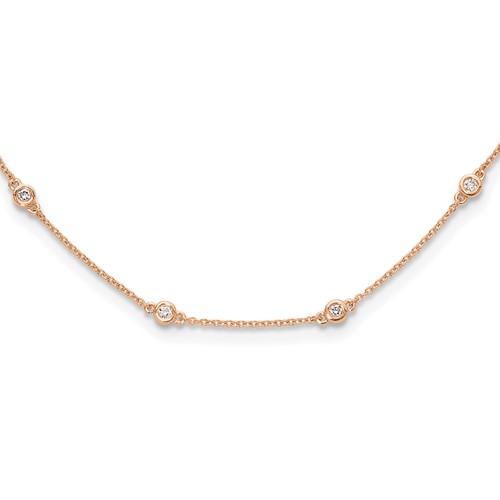True Origin 14K Rose Gold 0.50 Carat Lab Grown Diamond VS+ F+ Complete 18 Station Necklace, 18"