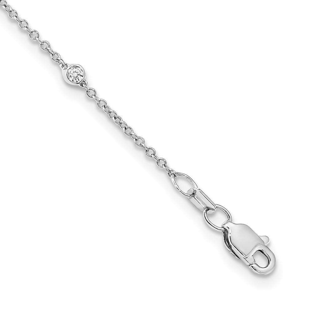 True Origin 14k White Gold 1/2 carat Lab Grown Diamond VS+ F+ Eighteen Station 18 inch Necklace (PM1007-042-WLD-18)