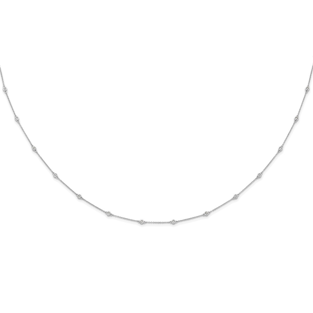 True Origin 14k White Gold 1/2 carat Lab Grown Diamond VS+ F+ Eighteen Station 18 inch Necklace (PM1007-042-WLD-18)