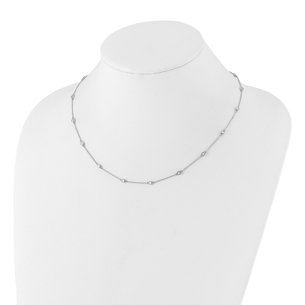 True Origin 14k White Gold 1/2 carat Lab Grown Diamond VS+ F+ Eighteen Station 18 inch Necklace (PM1007-042-WLD-18)