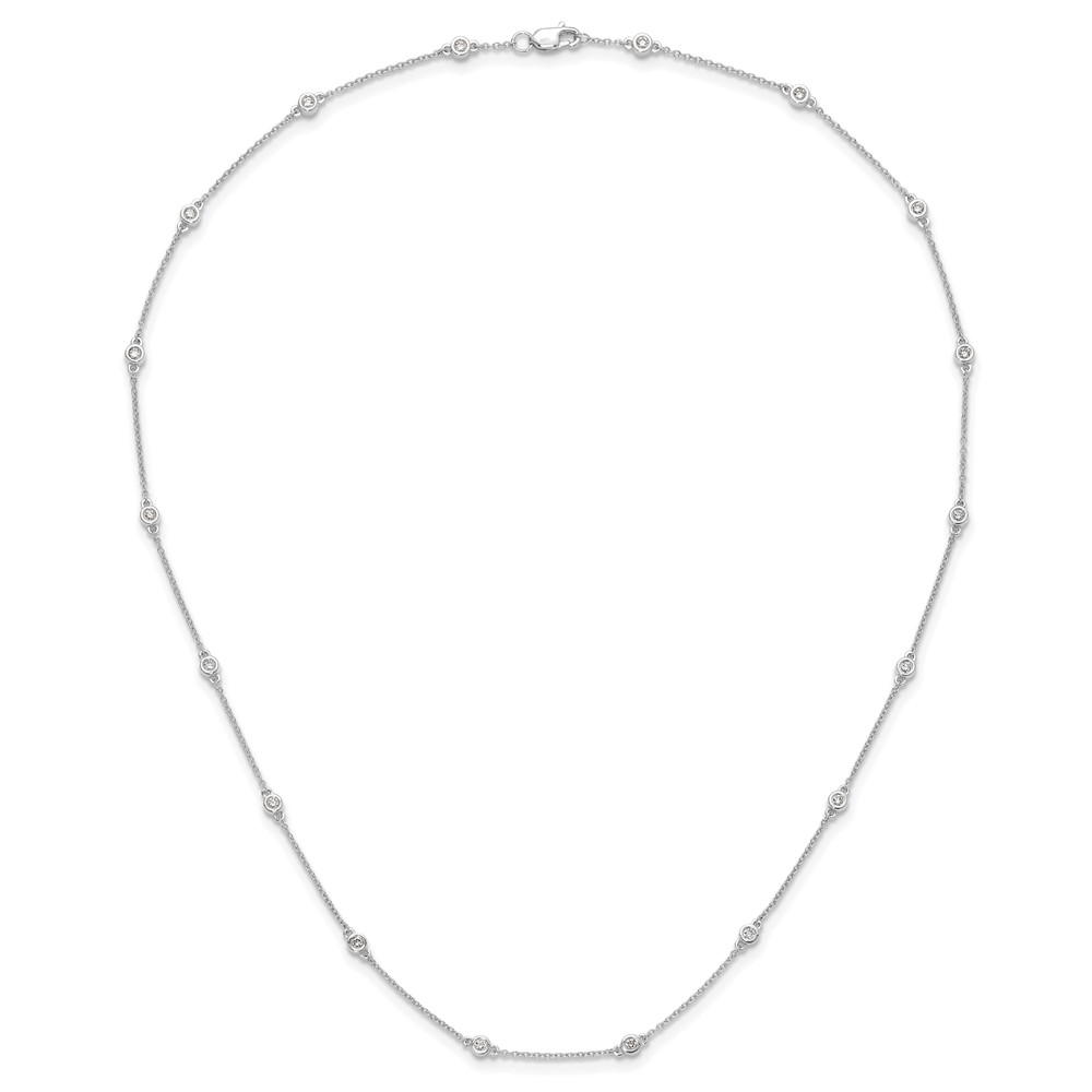 True Origin 14k White Gold 1/2 carat Lab Grown Diamond VS+ F+ Eighteen Station 18 inch Necklace (PM1007-042-WLD-18)