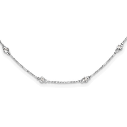 True Origin 14K White Gold 0.50 Carat Lab Grown Diamond VS+ F+ Complete 18 Station Necklace, 18"