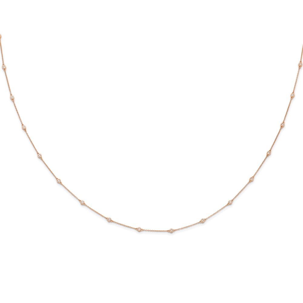 True Origin 14k Rose Gold 1/2 carat Lab Grown Diamond VS+ F+ Twenty Station 20 inch Necklace (PM1007-055-RLD-20)