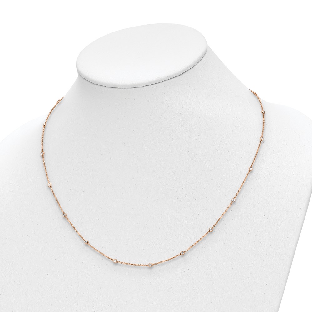 True Origin 14k Rose Gold 1/2 carat Lab Grown Diamond VS+ F+ Twenty Station 20 inch Necklace (PM1007-055-RLD-20)