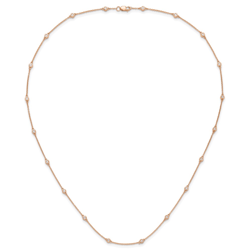 True Origin 14k Rose Gold 1/2 carat Lab Grown Diamond VS+ F+ Twenty Station 20 inch Necklace (PM1007-055-RLD-20)