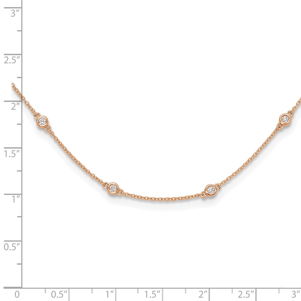 True Origin 14k Rose Gold 1/2 carat Lab Grown Diamond VS+ F+ Twenty Station 20 inch Necklace (PM1007-055-RLD-20)