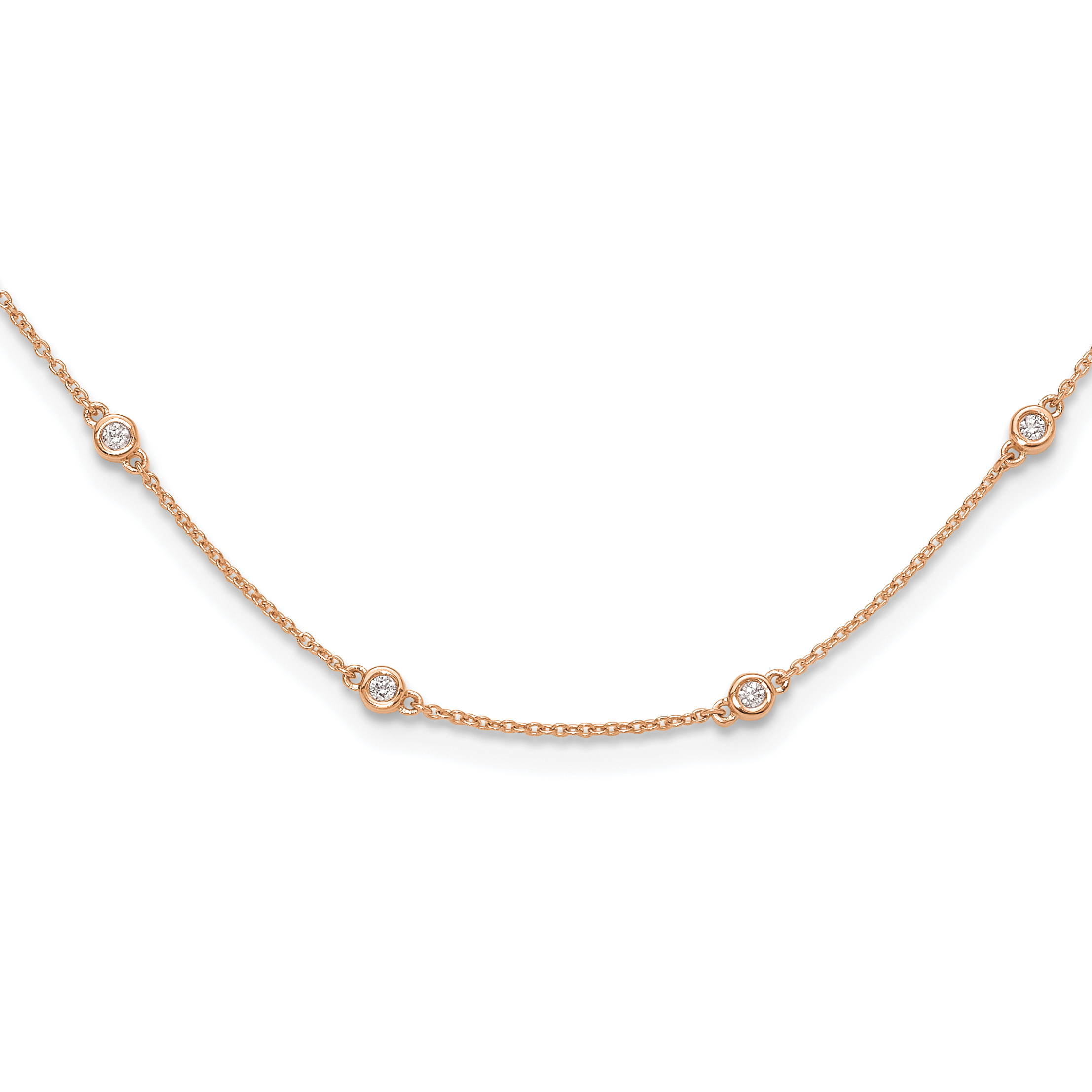 True Origin 14k Rose Gold 1/2 carat Lab Grown Diamond VS+ F+ Twenty Station 20 inch Necklace (PM1007-055-RLD-20)