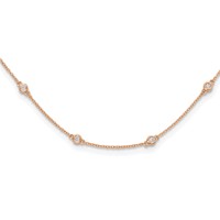 True Origin 14K Rose Gold 0.50 Carat Lab Grown Diamond VS+ F+ Complete 20 Station Necklace, 20" view 1