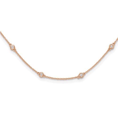 True Origin 14K Rose Gold 0.50 Carat Lab Grown Diamond VS+ F+ Complete 20 Station Necklace, 20"