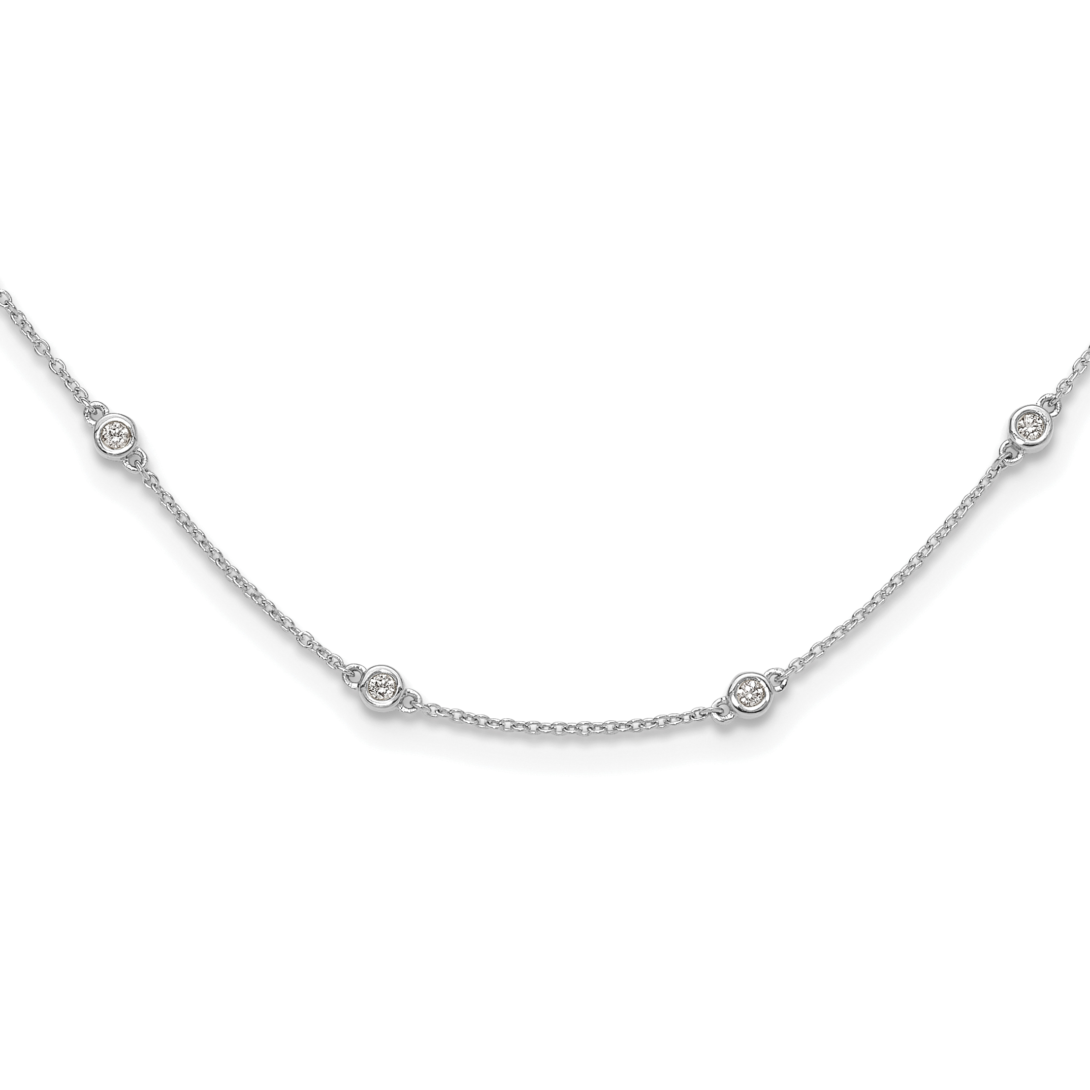 True Origin 14k White Gold 1/2 carat Lab Grown Diamond VS+ F+ Twenty Station 20 inch Necklace (PM1007-055-WLD-20)
