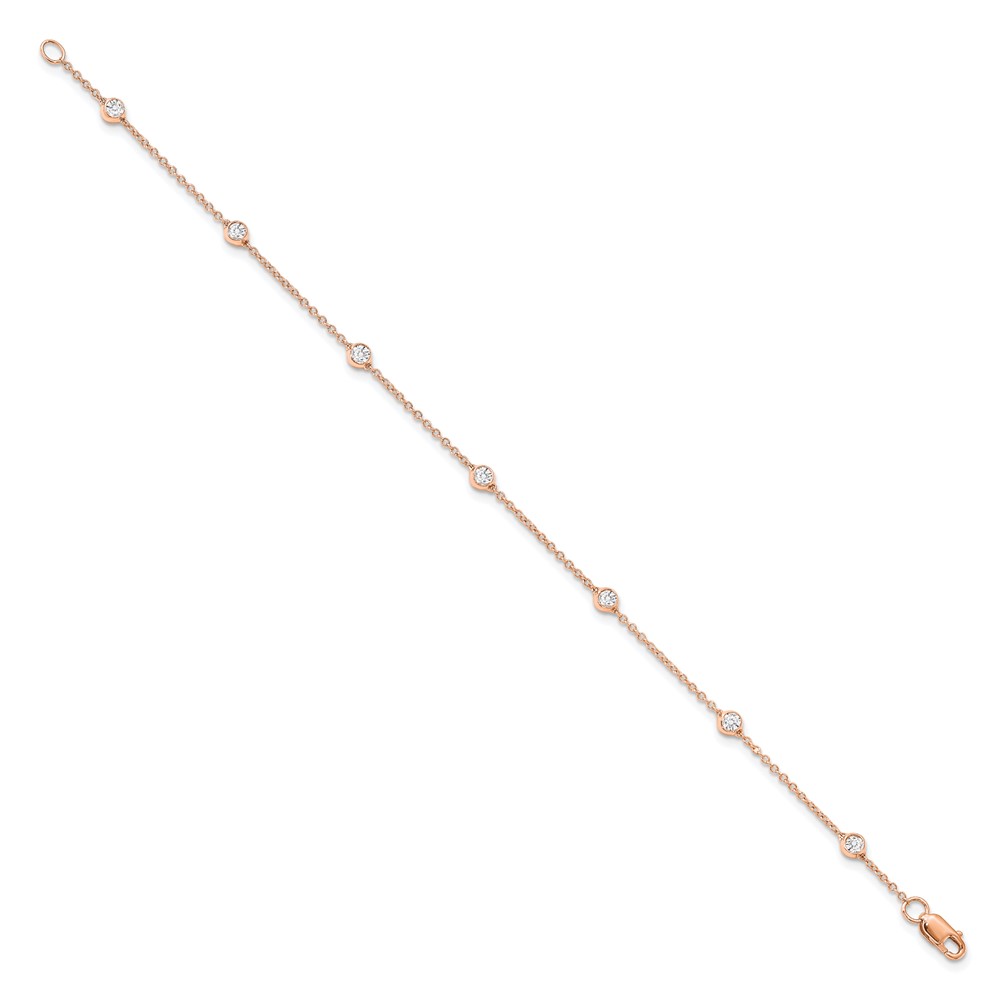 True Origin 14k Rose Gold 3/8 carat Lab Grown Diamond VS+ F+ Seven Station 7 inch Bracelet (PM1008-040-RLD-7)