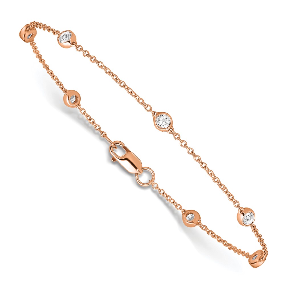 True Origin 14k Rose Gold 3/8 carat Lab Grown Diamond VS+ F+ Seven Station 7 inch Bracelet (PM1008-040-RLD-7)