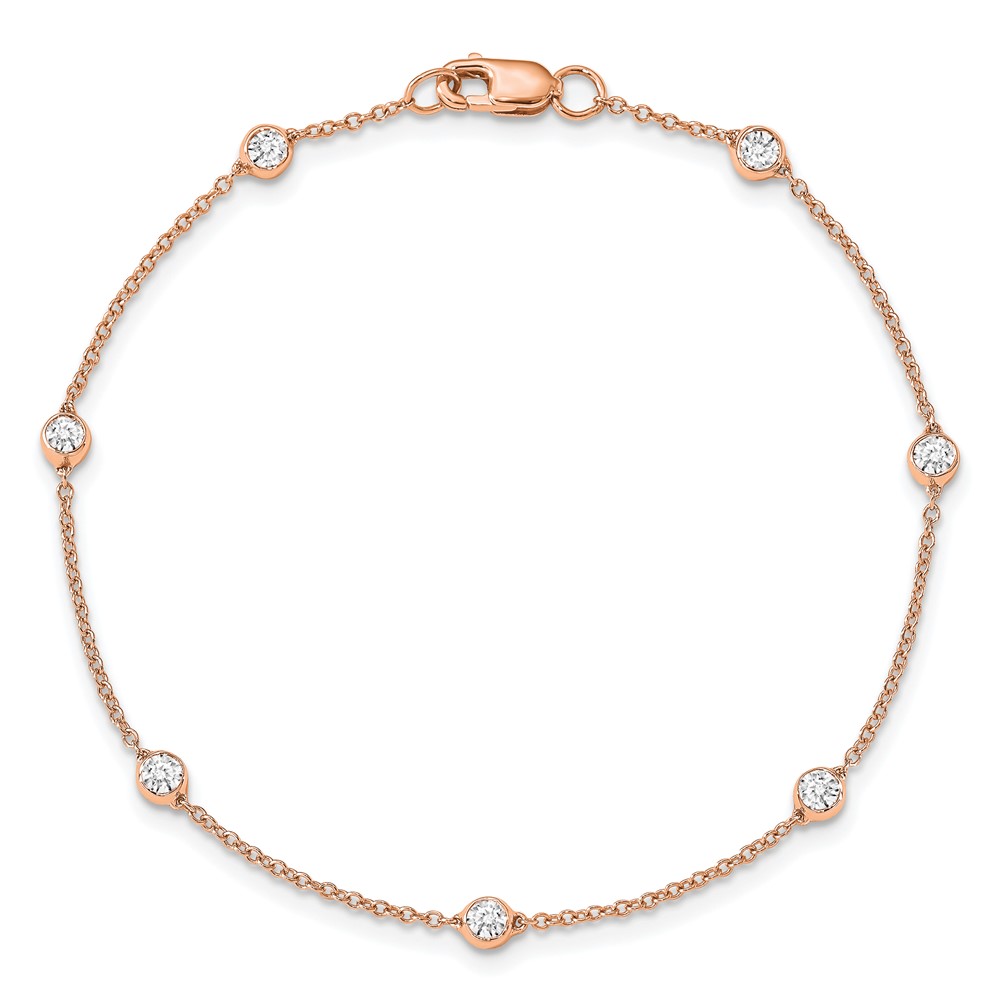 True Origin 14k Rose Gold 3/8 carat Lab Grown Diamond VS+ F+ Seven Station 7 inch Bracelet (PM1008-040-RLD-7)