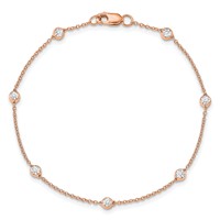 True Origin 14K Rose Gold 0.38 Carat Lab Grown Diamond VS+ F+ Complete 7 Station Bracelet, 7" view 4