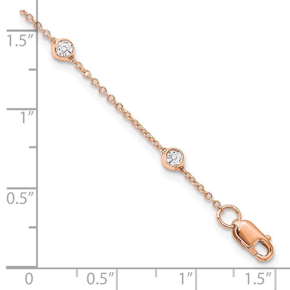 True Origin 14k Rose Gold 3/8 carat Lab Grown Diamond VS+ F+ Seven Station 7 inch Bracelet (PM1008-040-RLD-7)