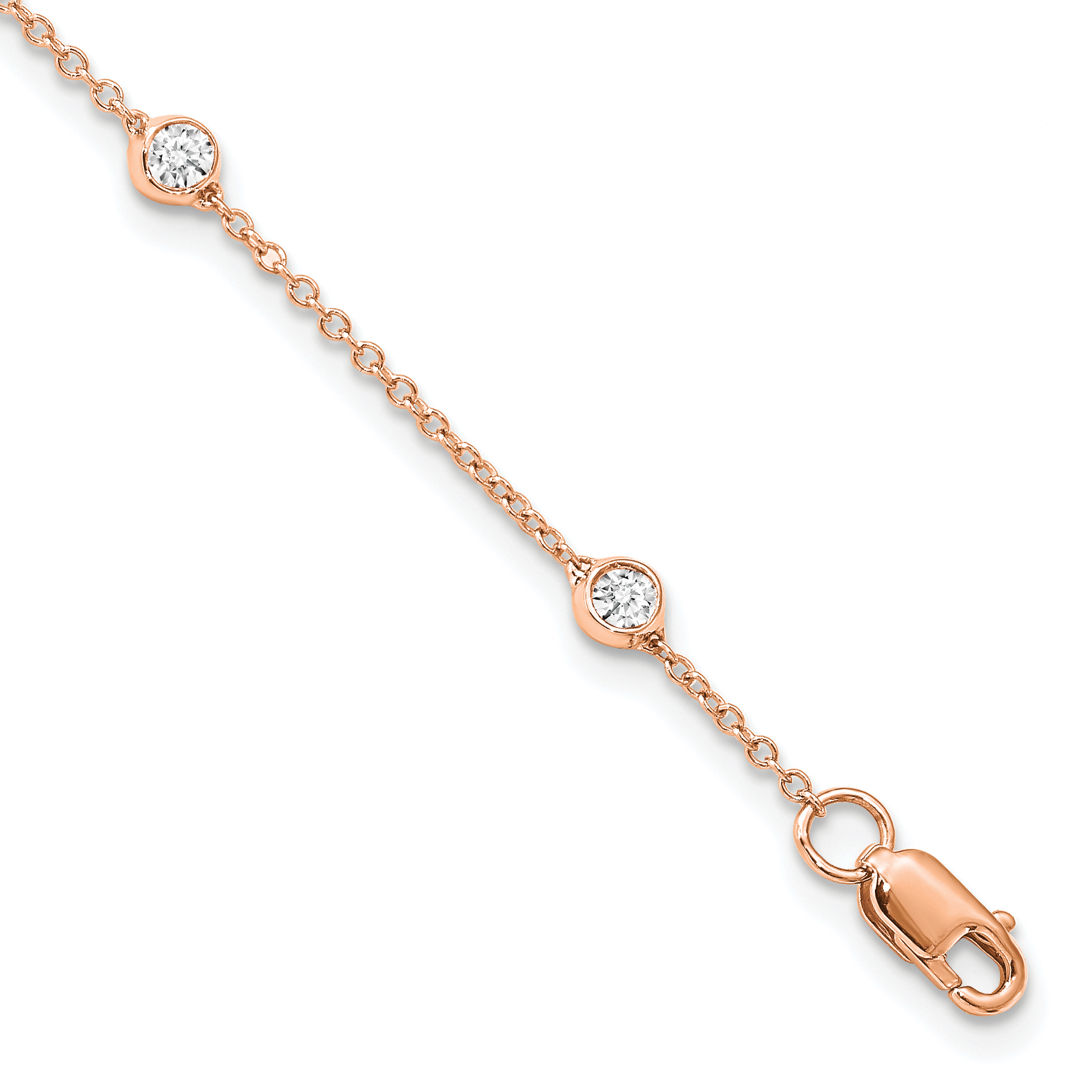 True Origin 14k Rose Gold 3/8 carat Lab Grown Diamond VS+ F+ Seven Station 7 inch Bracelet (PM1008-040-RLD-7)