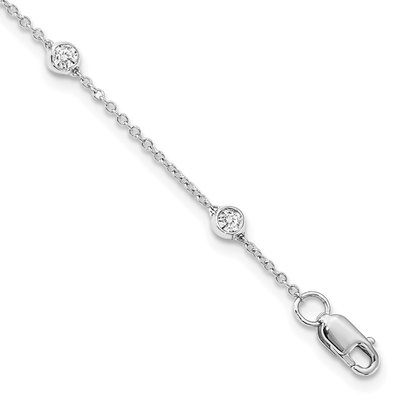 True Origin 14k White Gold 3/8 carat Lab Grown Diamond VS+ F+ Seven Station 7 inch Bracelet