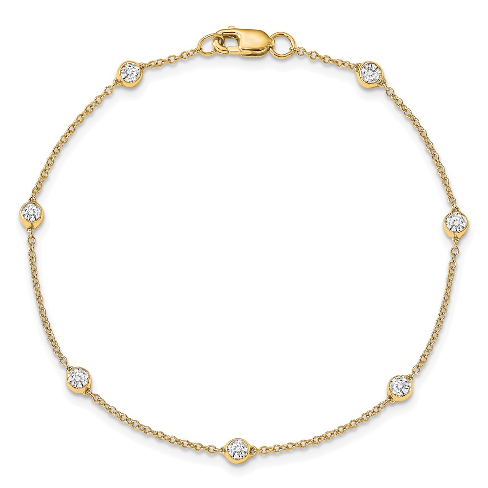 True Origin 14k 3/8 carat Lab Grown Diamond VS+ F+ Seven Station 7 inch Bracelet (PM1008-040-YLD-7)