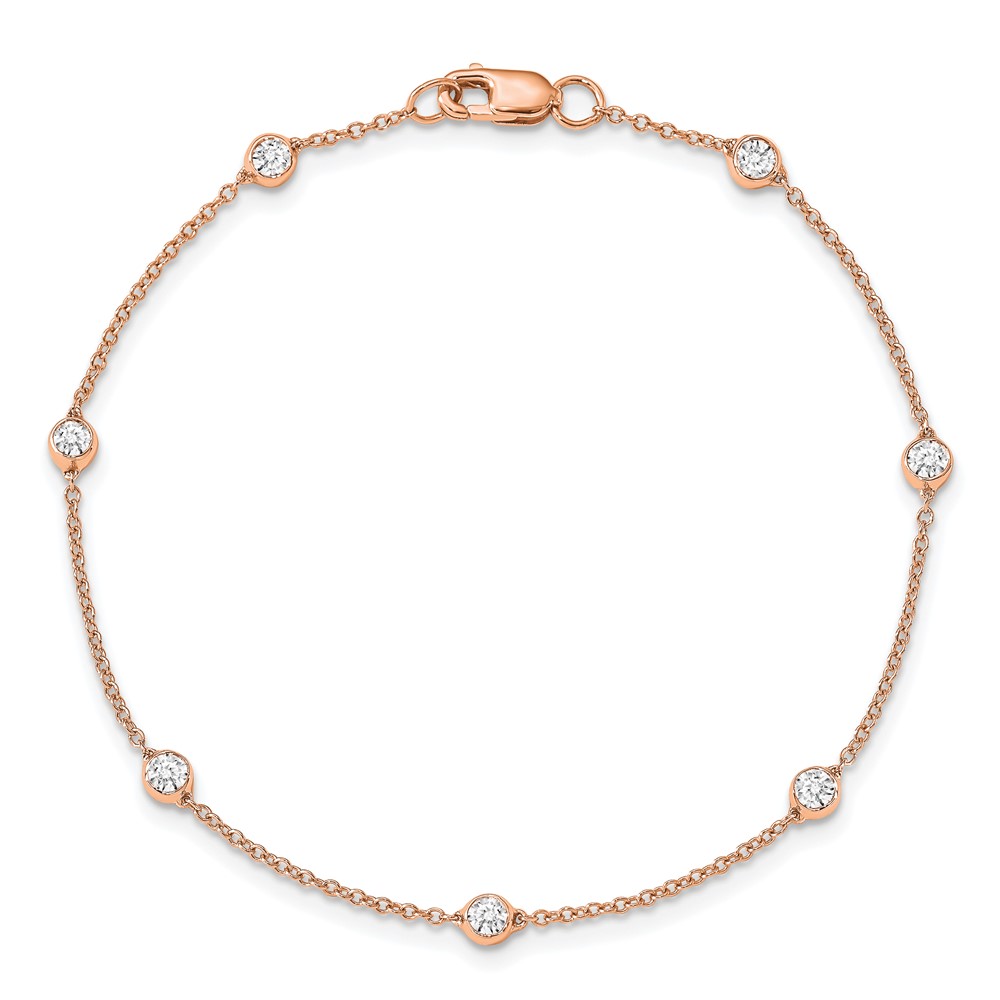 True Origin 14k Rose Gold 1/2 carat Lab Grown Diamond VS+ F+ Eight Station 8 inch Bracelet (PM1008-050-RLD-8)