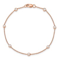 True Origin 14K Rose Gold 0.50 Carat Lab Grown Diamond VS+ F+ Complete 8 Station Bracelet, 8" view 4