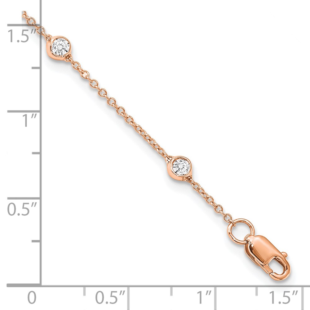 True Origin 14k Rose Gold 1/2 carat Lab Grown Diamond VS+ F+ Eight Station 8 inch Bracelet (PM1008-050-RLD-8)