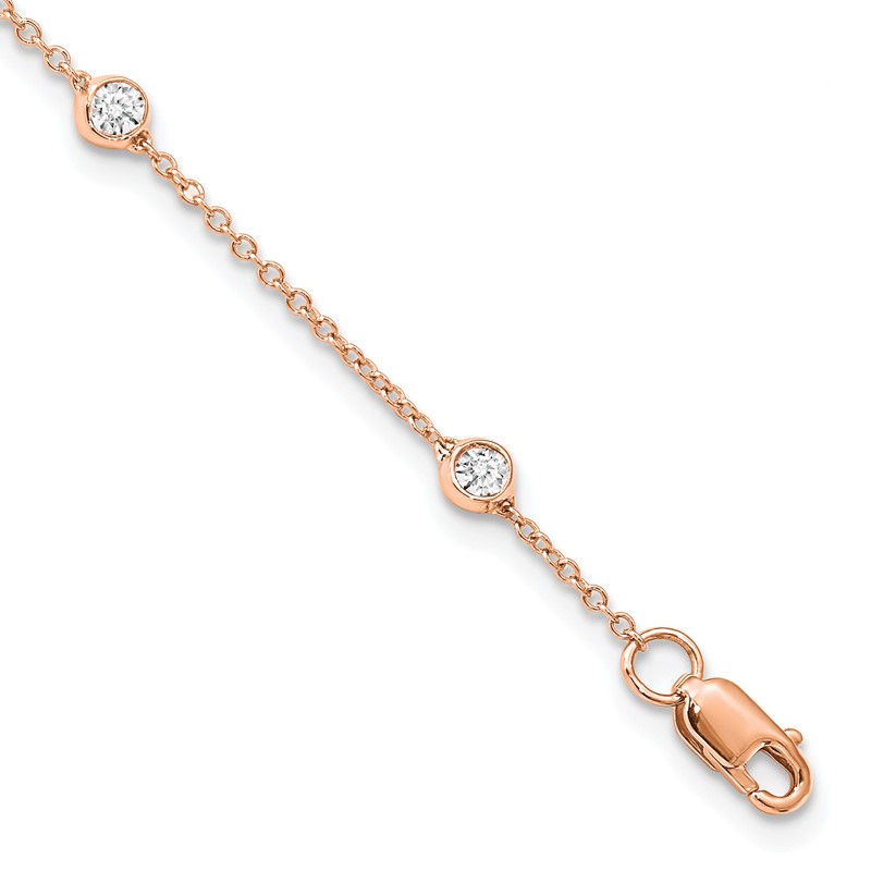 True Origin 14k Rose Gold 1/2 carat Lab Grown Diamond VS+ F+ Eight Station 8 inch Bracelet