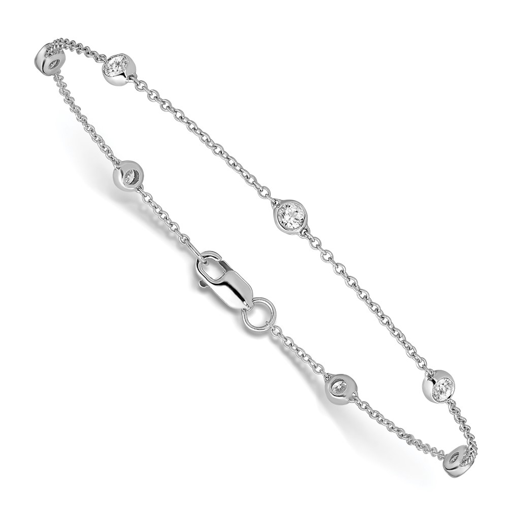 True Origin 14k White Gold 1/2 carat Lab Grown Diamond VS+ F+ Eight Station 8 inch Bracelet (PM1008-050-WLD-8)