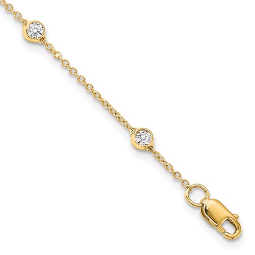 True Origin 14K Yellow Gold 0.50 Carat Lab Grown Diamond VS+ F+ Complete 8 Station Bracelet, 8"