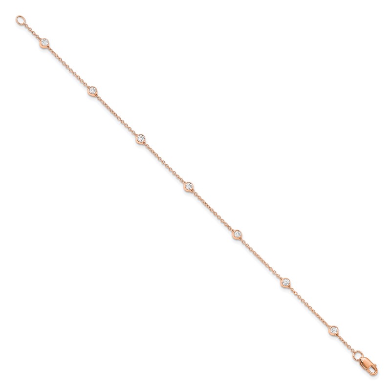 True Origin 14k Rose Gold 1/2 carat Lab Grown Diamond VS+ F+ Nine Station 9 inch Bracelet