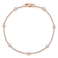 True Origin 14K Rose Gold 0.50 Carat Lab Grown Diamond VS+ F+ Complete 9 Station Bracelet, 9" view 4