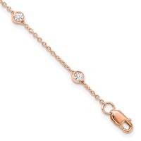True Origin 14K Rose Gold 0.50 Carat Lab Grown Diamond VS+ F+ Complete 9 Station Bracelet, 9" view 1