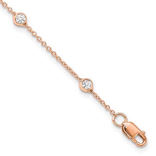 True Origin 14K Rose Gold 0.50 Carat Lab Grown Diamond VS+ F+ Complete 9 Station Bracelet, 9"