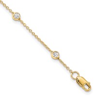 True Origin 14K Yellow Gold 0.50 Carat Lab Grown Diamond VS+ F+ Complete 8 Station Bracelet, 9" view 1