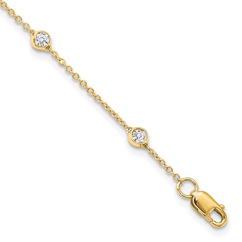 True Origin 14K Yellow Gold 0.50 Carat Lab Grown Diamond VS+ F+ Complete 8 Station Bracelet, 9"