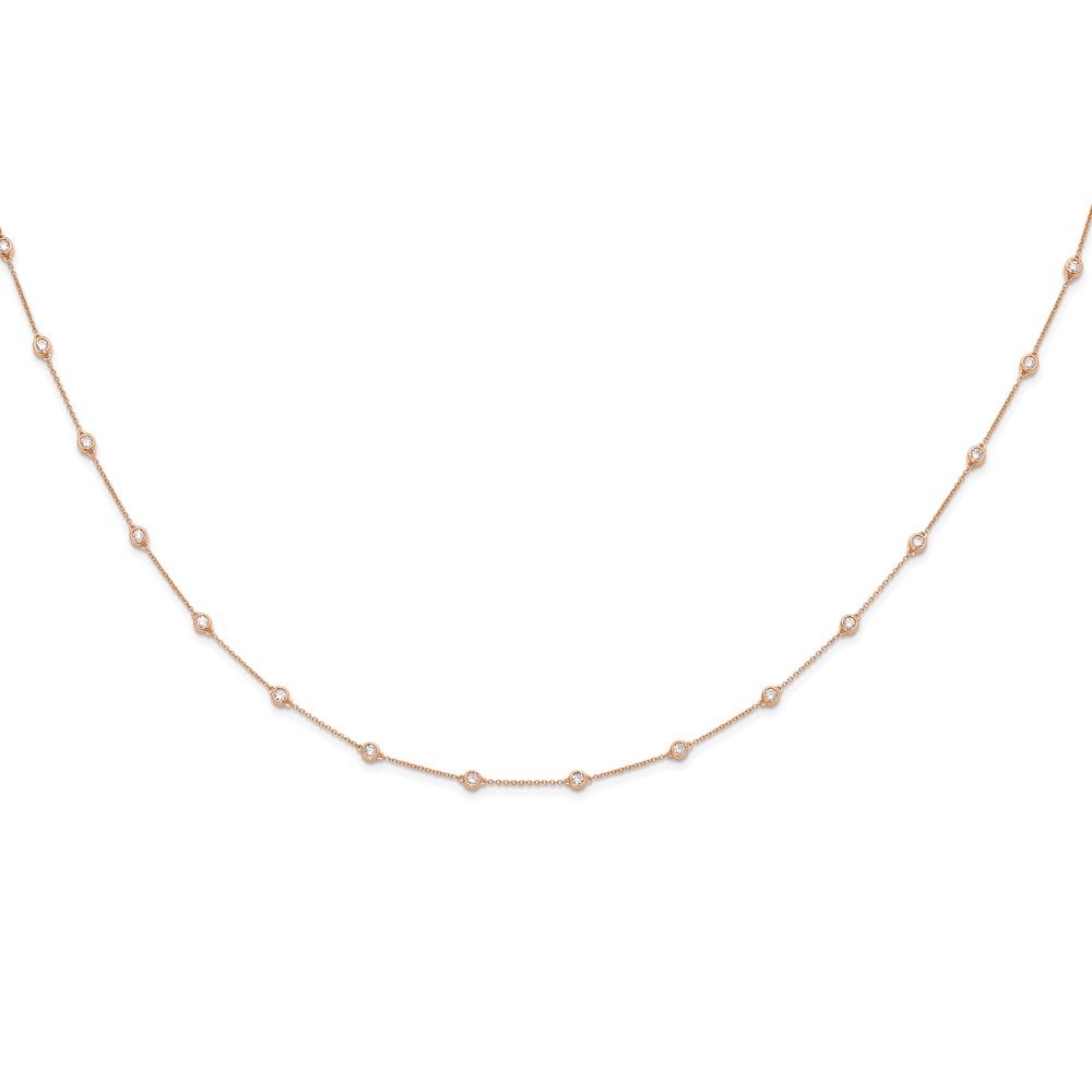 True Origin 14k Rose Gold 1 carat Lab Grown Diamond VS+ F+ Sixteen Station 16 inch Necklace (PM1008-100-RLD-16)