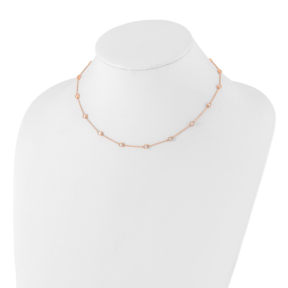 True Origin 14k Rose Gold 1 carat Lab Grown Diamond VS+ F+ Sixteen Station 16 inch Necklace (PM1008-100-RLD-16)