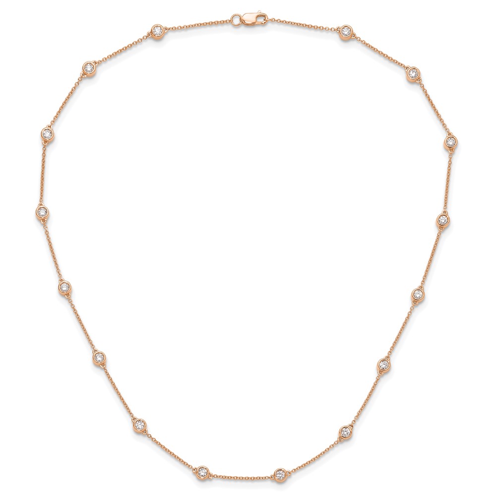 True Origin 14k Rose Gold 1 carat Lab Grown Diamond VS+ F+ Sixteen Station 16 inch Necklace (PM1008-100-RLD-16)