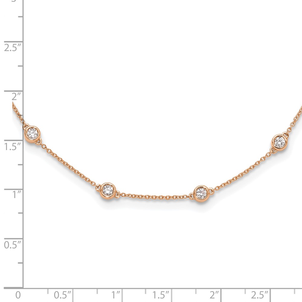 True Origin 14k Rose Gold 1 carat Lab Grown Diamond VS+ F+ Sixteen Station 16 inch Necklace (PM1008-100-RLD-16)